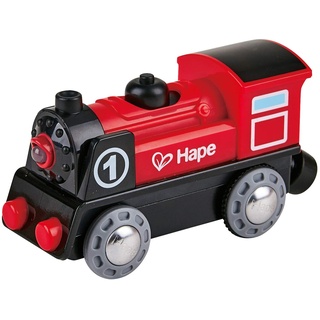 Hape Eisenbahn Batteriebetriebene Lokomotive Nr. 1, Rot/Schwarz ab 3 Jahren
