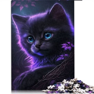 1000 Teile Puzzle Süße Lila Katze Puzzles für Erwachsene Papppuzzles Erwachsene Puzzles Geschenke (Größe 26x38cm)