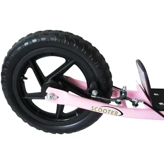 HOMCOM Kinderroller mit Hinterbremse Kickscooter 12 Zoll Tretroller Roller Scooter Cityroller für Kinder Kickboard Höhenverstellbar Stahl EVA Ros... - Rosa