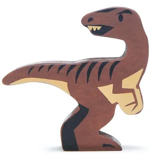 dinosaurier Velociraptor 8 cm Holz braun