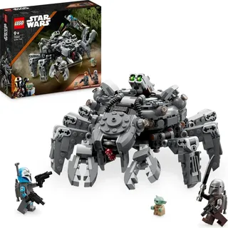 LEGO 75361 Star Wars Der Spinnenpanzer, Baubares Mandalorianer-Spielzeug mit verbundenen Teilen, 2 Minifiguren, Grogu Baby Yoda-Figur und Dunkelsch... - Grau