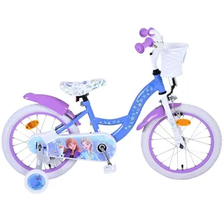 Volare Kinderfahrrad 16 Zoll Kinder Mädchen Fahrrad Rad Frozen 2 Eiskönigin Elsa 21584-SACB, 1 Gang, Rücktrittbremse, Korb,Stützräder,Kettenschutz, Schutzbleche