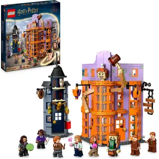 LEGO 76422 Harry Potter Winkelgasse: Weasleys Zauberhafte Zauberscherze, 2-in-1 Set mit Scherzartikel-Laden und Eulenpost, Spielzeug-Set mit 7 Mini...