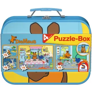 Schmidt Spiele - Kinderpuzzle - Die Maus, Puzzle-Box im Metallkoffer, 48 Teile