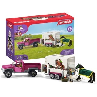 schleich 42346 HORSE CLUB Pick-up mit Anhänger für Pferde, 38 Teile Spielset mit schleich Pferde Figur, 2x menschliche Figur & Zubehör, Spielzeug für Kinder ab 5 Jahren