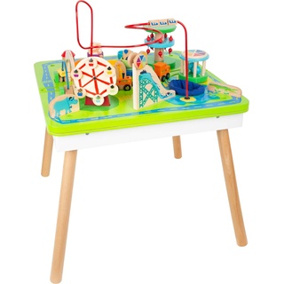 small foot 11434 Spieltisch Freizeitpark 3 in 1, Spiel-und Motorikspaß aus Holz, multifunktional, ab 1 Jahr Toys, Mehrfarbig