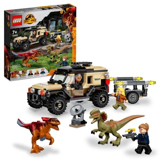 LEGO 76951 Jurassic World Pyroraptor & Dilophosaurus Transport, Dinosaurier-Spielzeug mit Off-Road-Spielzeugauto, 3 Minifiguren und 2 Dino-Figuren,...