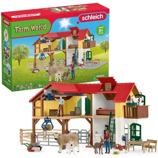 schleich 42407 Bauernhaus mit Stall und Tieren, ab 3 Jahren, FARM WORLD - Spielset, 97 Teile