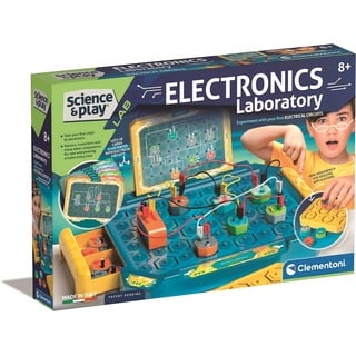 Clementoni 【Wissenschaft & Spielen】 Elektronisches Labor-Kit für Kinder, pädagogisches Mint-Experimentierset zum Lernen von Elektronik und Schaltkreisen, Bauen, Experimentieren und Entdecken der