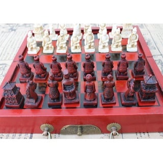 Faltbare Vintage chinesische Schachspiel Brettspiel Schachfiguren