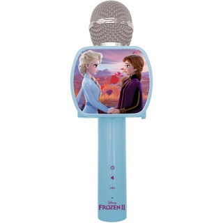 Lexibook MIC240FZ Disney Frozen 2 Die Eiskönigin ELSA Bluetooth-Mikrofon mit Voice-Changer-Funktion, Einziehbarer Telefonhalter enthalten, Eingebauter Lautsprecher, Blau, Schwarz