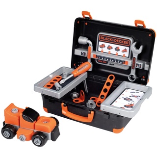 Smoby - Black+Decker Werkzeugkoffer für Kinder ab 3 Jahre - ausklappbarer Spielzeug-Koffer (35,5x28,6x28,5 cm) mit Werkzeug und Auto-Bausatz