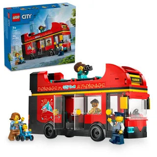 LEGO City Red Double Decker Sightseeing Bus Spielzeug Fahrzeug Set, Geburtstagsgeschenk für 7 Jährige London Bus für Kinder Doppeldecker Bus Spielzeug, 5 Charaktere inklusive Baby und Kinderwagen