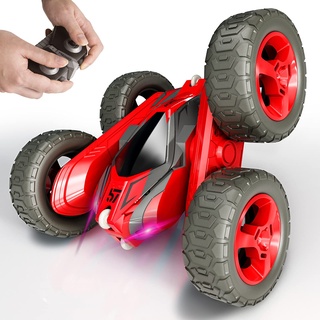 Tecnock RC Stunt Auto, 2.4GHz Ferngesteuertes Auto Doppelseitige Verdrehung 360° Drehbares Rennauto, Outdoor Spielzeug ab 3+ Jahre, 45 Min Lange Laufzeit, Geschenke für Kinder