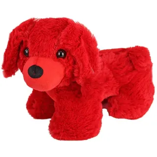BEMIRO Tierkuscheltier Bunter Plüsch Hund stehend farbig sortiert - ca. 23 cm rot