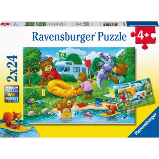 Ravensburger Kinderpuzzle - Familie Bär geht campen - 2x24 Teile Puzzle für Kinder ab 4 Jahre (24 Teile)