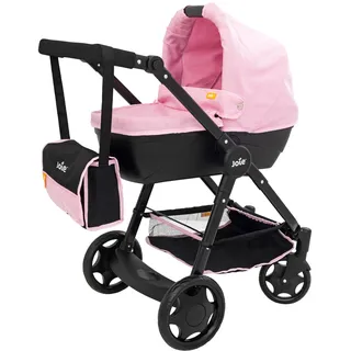 Joie Junior Mytrax Puppenwagen, Einzel-Kinderwagen mit abnehmbarer Babywanne, inklusive passender Wickeltasche und Stauraum unter dem Sitz, Reisesystem in Schwarz und Rosa mit verstellbarer Griffhöhe,