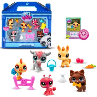 BANDAI - Littlest Pet Shop - Sammler-Set Bauernhofthema - 5 Tiere und Zubehör - Offizielle Lizenz - Set mit niedlichen Tierfiguren - Mini Tierfiguren - Spielzeug für Kinder ab 4 Jahren - BF00510