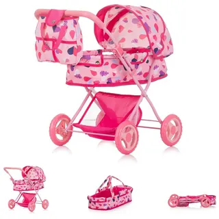 Chipolino Kombi-Puppenwagen Puppenwagen Dora Tasche, klappbar, Softtragetasche, Korb, Sonnendach rosa