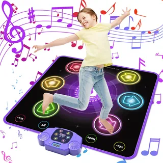 GuKKK Tanzmatte Kinder Spielzeug Geschenke 3-12 Jahre, Beleuchtete Musikmatte, Tanzmatte mit Musik Bluetooth 6 LED Leuchten, Weihnachten Geburtstags Spielzeug ab 3 4 5 6 7 8 9+ Jahre Mädchen Junge