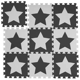 relaxdays Spielmatte Puzzlematte Sterne, Weiß-Grau grau|weiß