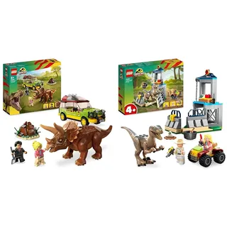 LEGO 76959 Jurassic Park Triceratops-Forschung & 76957 Jurassic Park Flucht des Velociraptors, Dinosaurierspielzeug und Buggy-Auto zum Sammeln für Kinder ab 5 Jahren