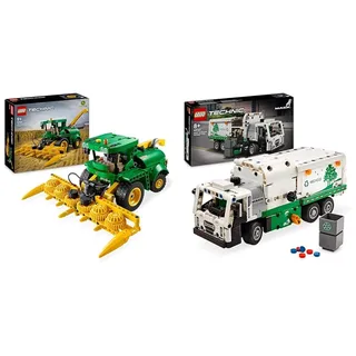 LEGO Technic John Deere 9700 Forage Harvester, Mähdrescher-Spielzeug zum Bauen & Technic Mack LR Electric Müllwagen, Müllauto-Modell für Recycling-Rollenspiele