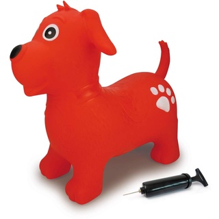 JAMARA 460454 - Hüpftier Hund mit Pumpe - BPA-Frei, bis 50 kg, fördert den Gleichgewichtssinn und die motorischen Fähigkeiten, robust und widerstandsfähig, pflegeleicht, rot