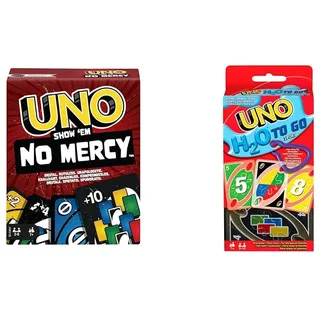 Mattel Games UNO Show 'em No Mercy - 56 zusätzliche Karten & UNO H2O to Go, UNO Kartenspiel für die Familie